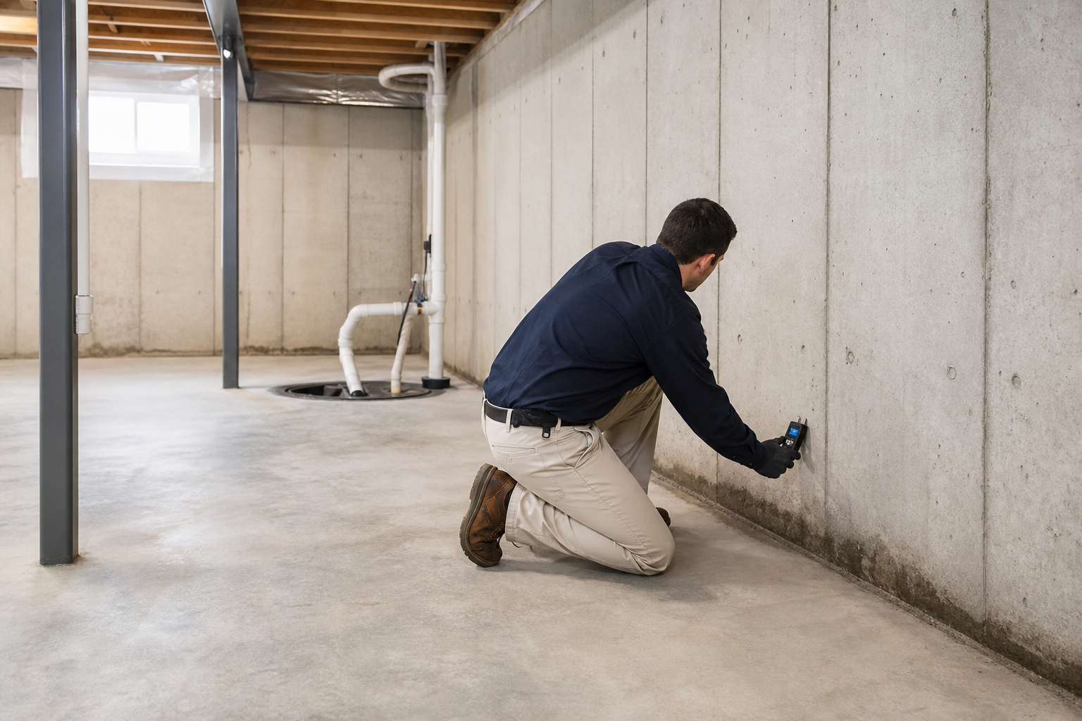 Basement waterproofing inspection in Fort Wayne