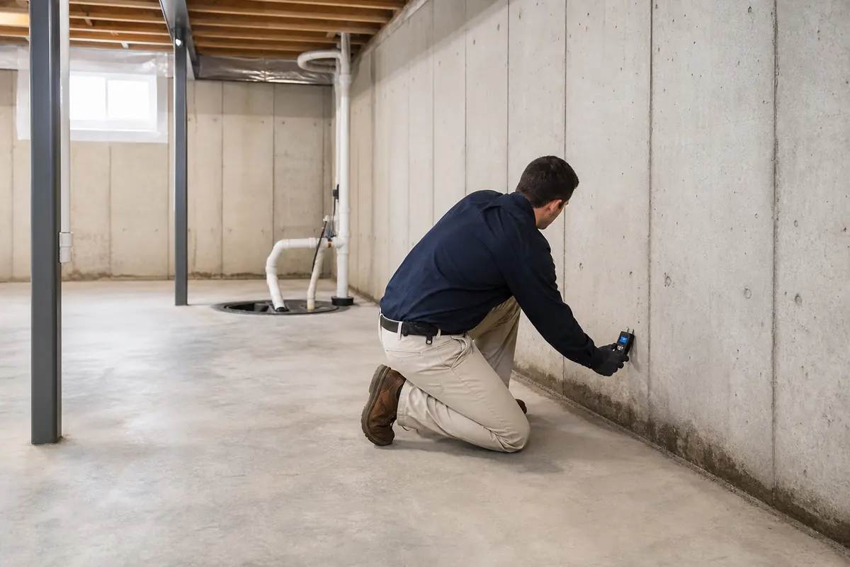 Basement waterproofing inspection in Fort Wayne